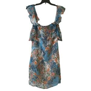 lavender brown silk dress NWT Lavender Brown Floral Wrinkle Free Asymetrcl Long Flowy Rufle Resort Dress S